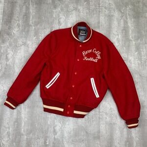 Vintage Pierce College Football Varsity Jacket Mens 46 Red Wool Letterman 60s
